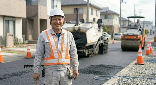 道路・排水工事の土木作業員